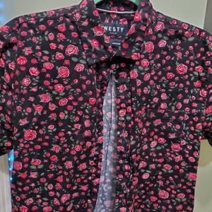 Rose print Westy button down